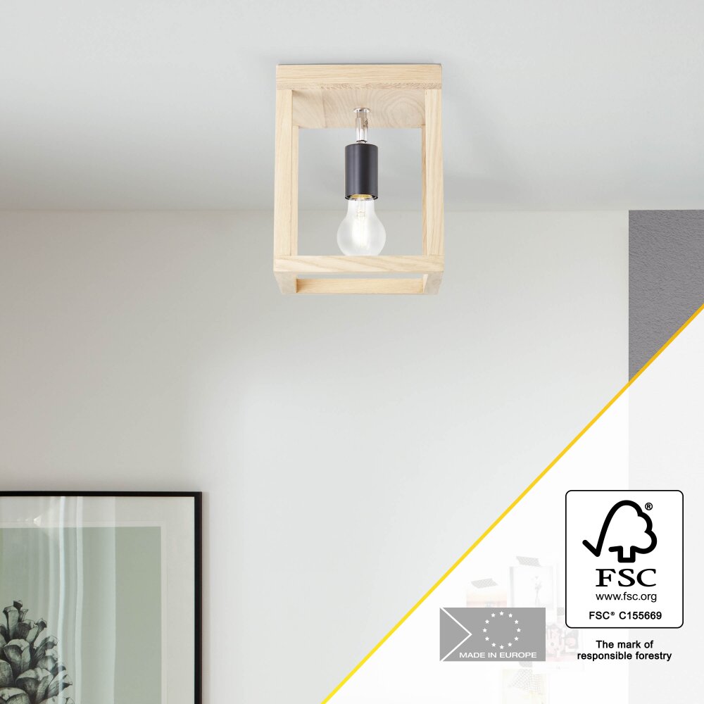 Plafonnier Brilliant Nerea Bois clair, Noir, 1 lumière main product photo