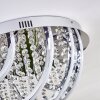 Plafonnier Toirano LED Chrome, Scintillant, Argenté, Blanc, 2 lumières, Télécommandes, Changeur de couleurs