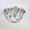 Plafonnier Toirano LED Chrome, Scintillant, Argenté, Blanc, 2 lumières, Télécommandes, Changeur de couleurs