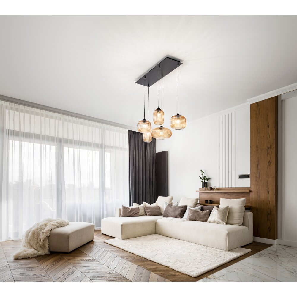Suspension Fabas Luce Gillis Noir, 5 lumières main product photo