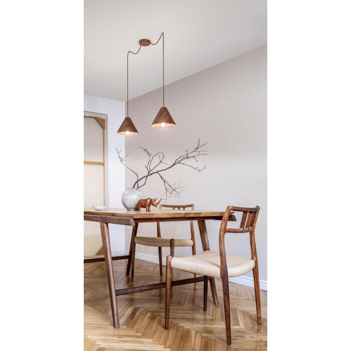 Suspension Fabas Luce Esino Bois foncé, 2 lumières