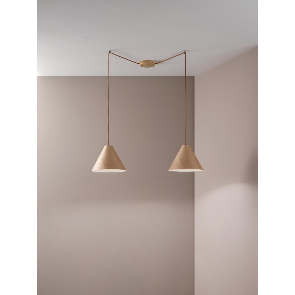 Suspension Fabas Luce Esino Bois clair, 2 lumières main product photo