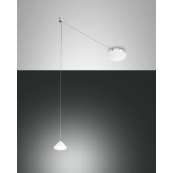 Suspension Fabas Luce Isabella LED Chrome, Blanc, 1 lumière