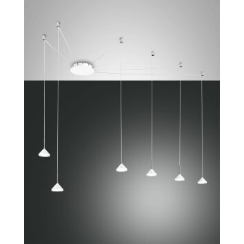 Suspension Fabas Luce Isabella LED Chrome, Blanc, 1 lumière