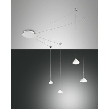 Suspension Fabas Luce Isabella LED Chrome, Blanc, 1 lumière