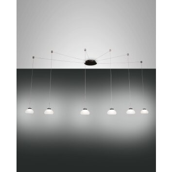 Suspension Fabas Luce Arabella LED Noir, 6 lumières