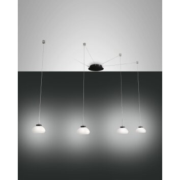 Suspension Fabas Luce Arabella LED Noir, 4 lumières