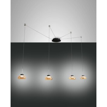 Suspension Fabas Luce Arabella LED Noir, 4 lumières