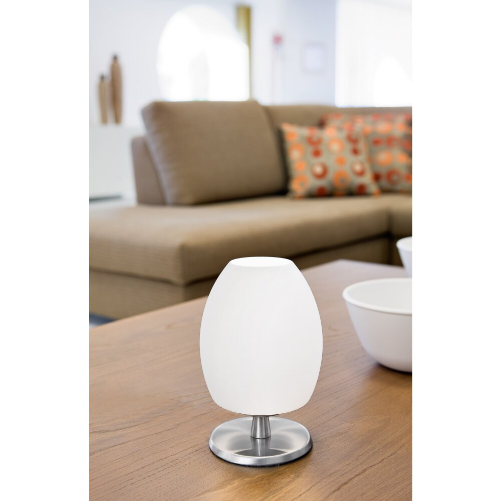 Lampe de table Fabas Luce Rockford LED Nickel mat, 1 lumière main product photo