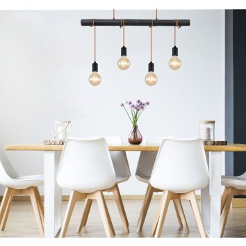 Suspension Globo LEO Noir, 4 lumières