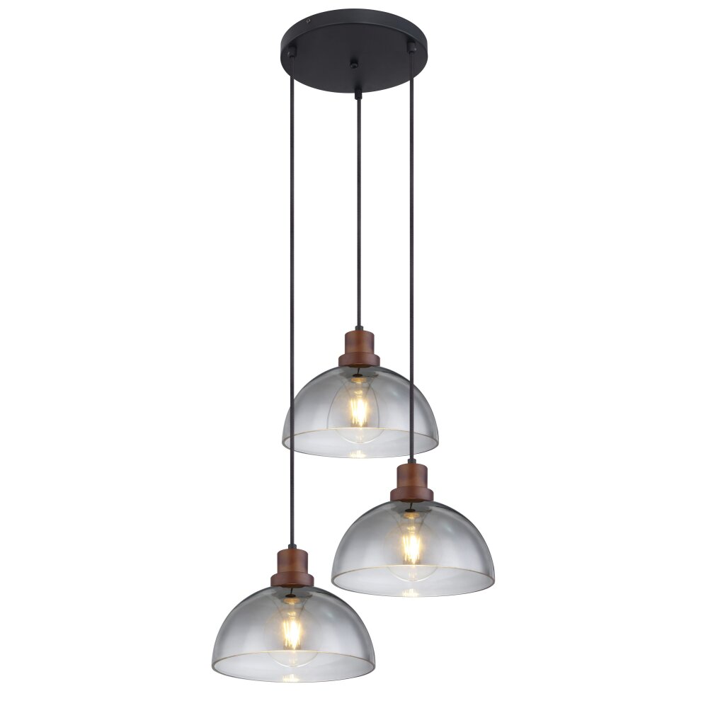 Suspension Globo SALSA Bois foncé, Noir, 3 lumières main product photo
