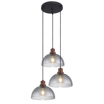 Suspension Globo SALSA Bois foncé, Noir, 3 lumières