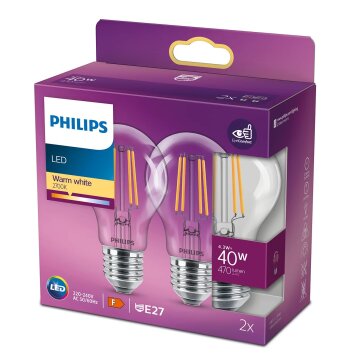 Philips 2x LED E27 4,3 Watt 2700 Kelvin 470 Lumen