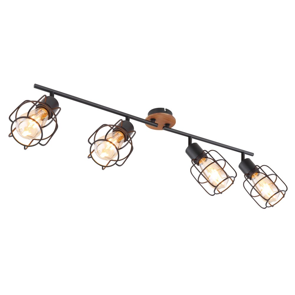 Plafonnier Globo WILLA Bois foncé, Noir, 4 lumières main product photo