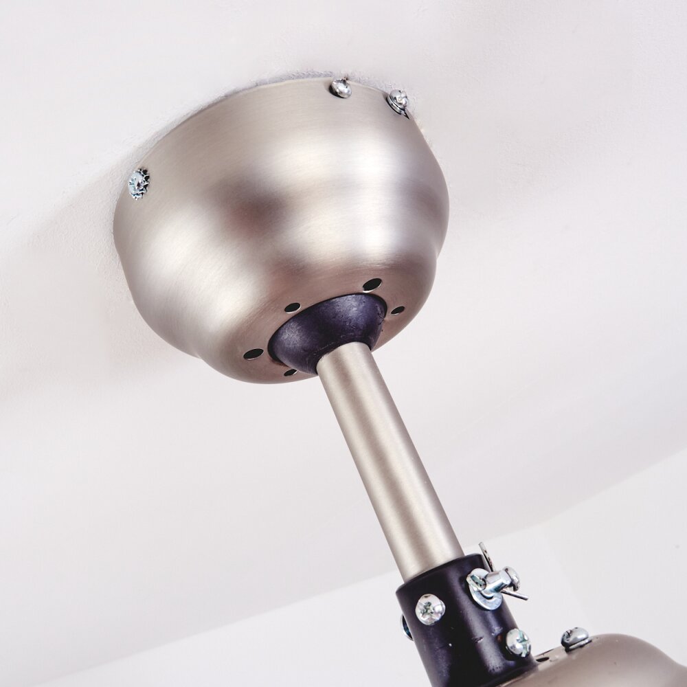 Ventilateur de plafond - HOFSTEIN - Quarto - Métal/Bois/Verre - Nickel mat/Argent - Télécommande