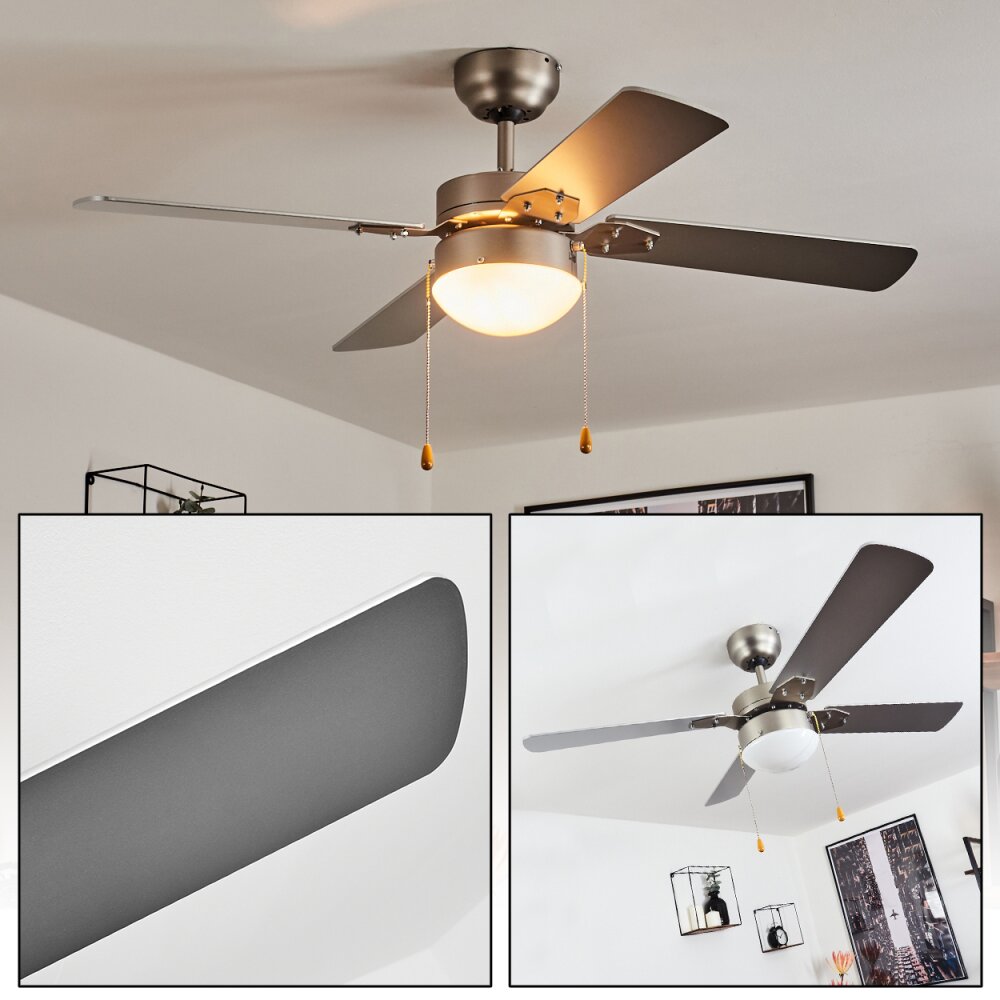 Ventilateur de plafond Hamnvik Nickel mat, 1 lumière main product photo