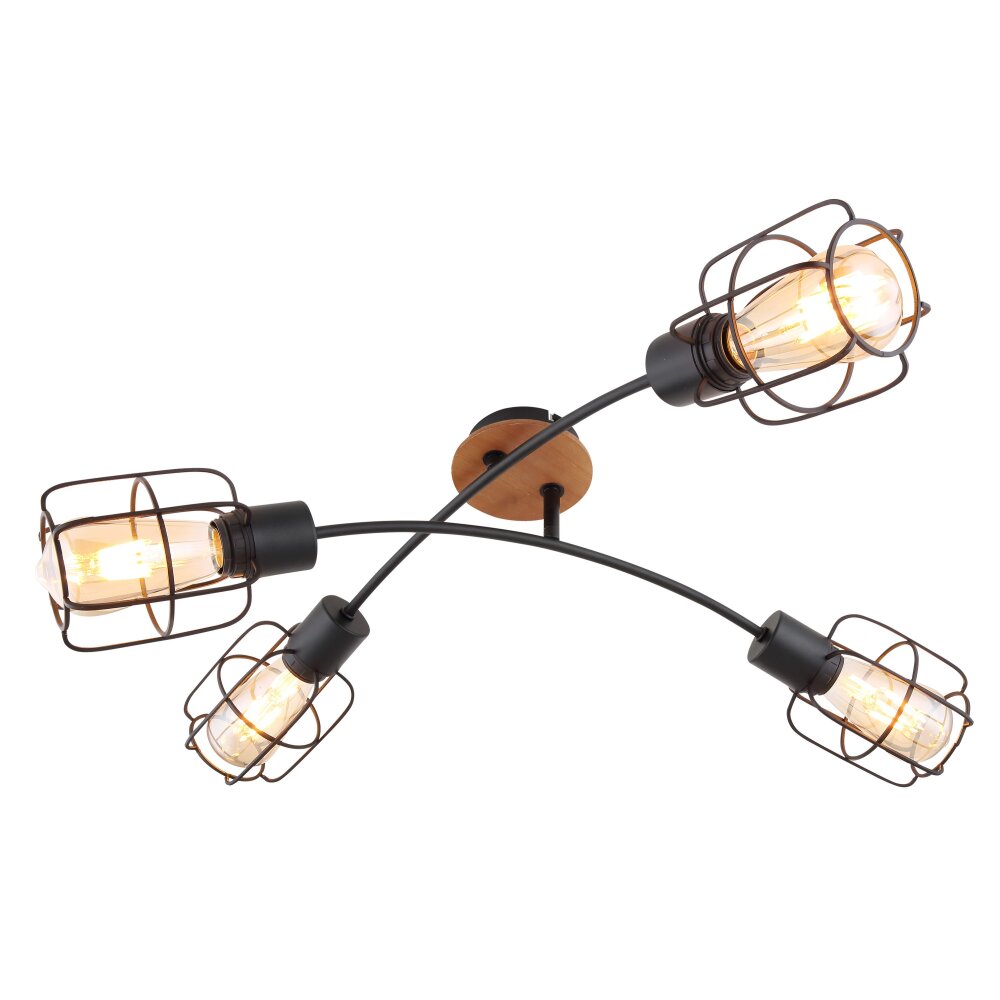 Plafonnier Globo WILLA Bois foncé, Noir, 4 lumières main product photo