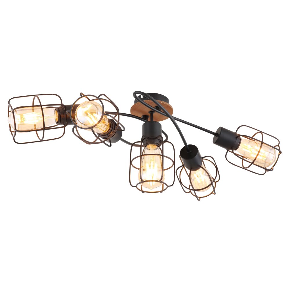 Plafonnier Globo WILLA Bois foncé, Noir, 5 lumières main product photo