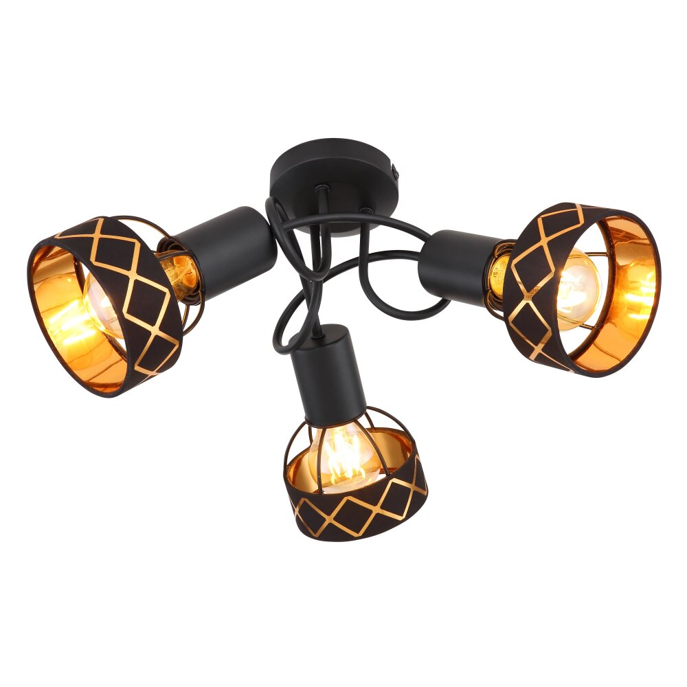 Plafonnier Globo BLANCA Noir, 3 lumières main product photo
