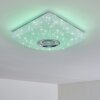 Plafonnier Lovisa LED Chrome, Blanc, 1 lumière, Télécommandes, Changeur de couleurs