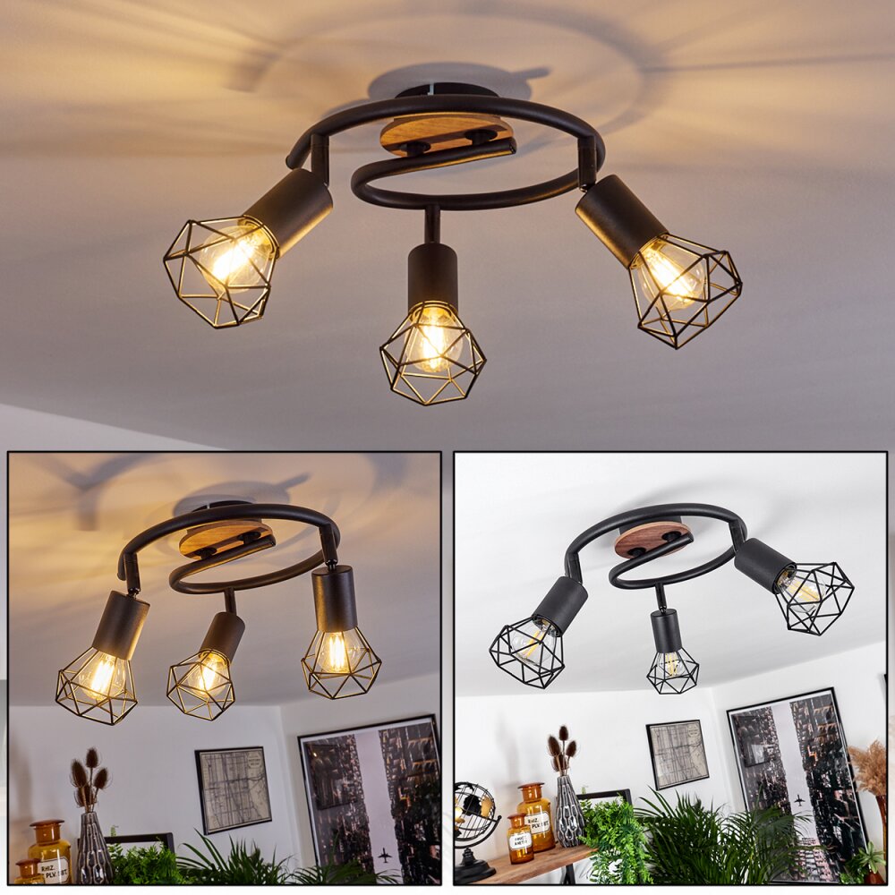 Plafonnier Baripada Brun, Noir, 3 lumières main product photo
