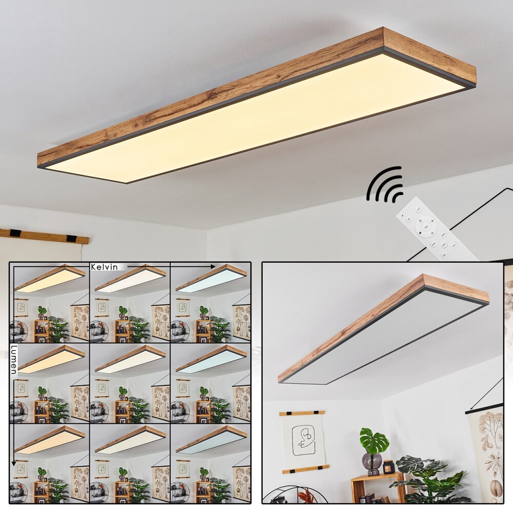 Plafonnier Salmi LED Couleur bois, Noir, Blanc, 1 lumière, Télécommandes main product photo