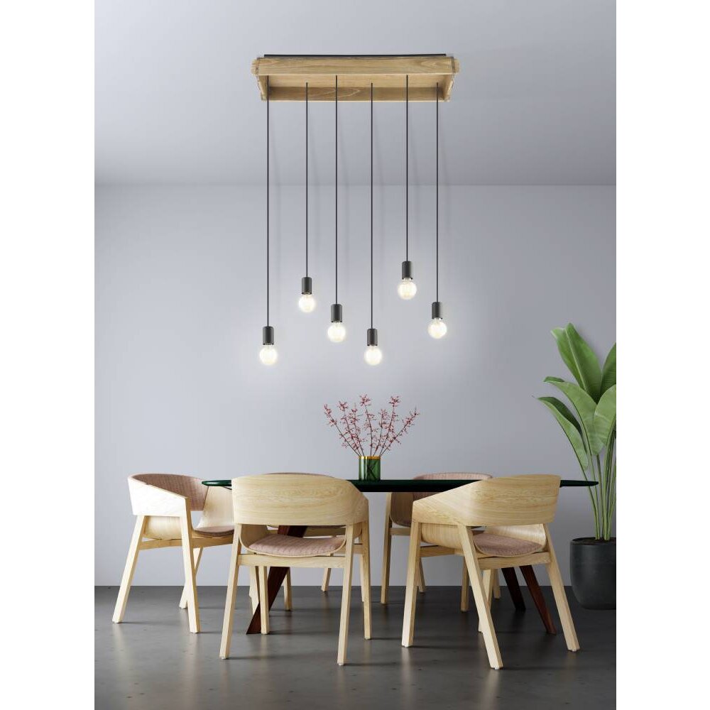 Suspension Eglo-Leuchten WOOTTON Brun, Noir, 6 lumières main product photo