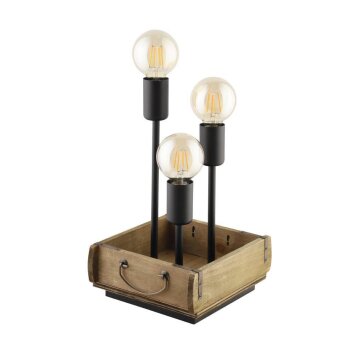 Lampe de table Eglo-Leuchten WOOTTON Brun, Noir, 3 lumières
