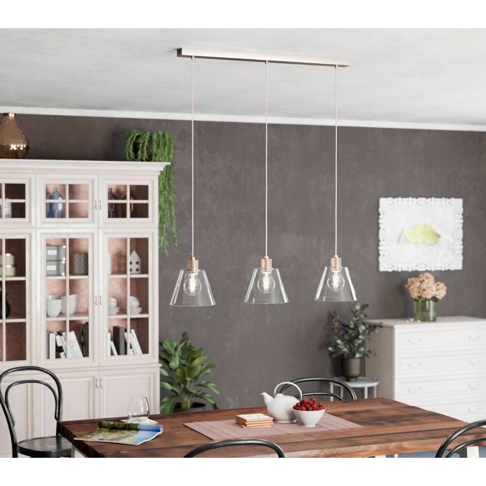 Suspension Eglo-Leuchten COPLEY Or rose, 3 lumières main product photo