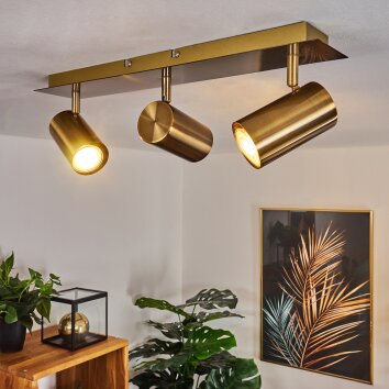 Plafonnier Zuoz Vieux laiton, 3 lumières Plafonnier Zuoz Vieux laiton, 3 lumières