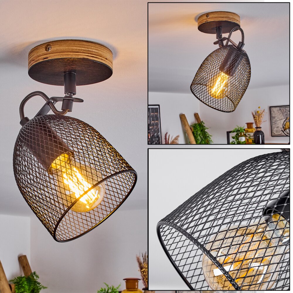 Plafonnier Hakvaag Bois foncé, Noir, 1 lumière main product photo