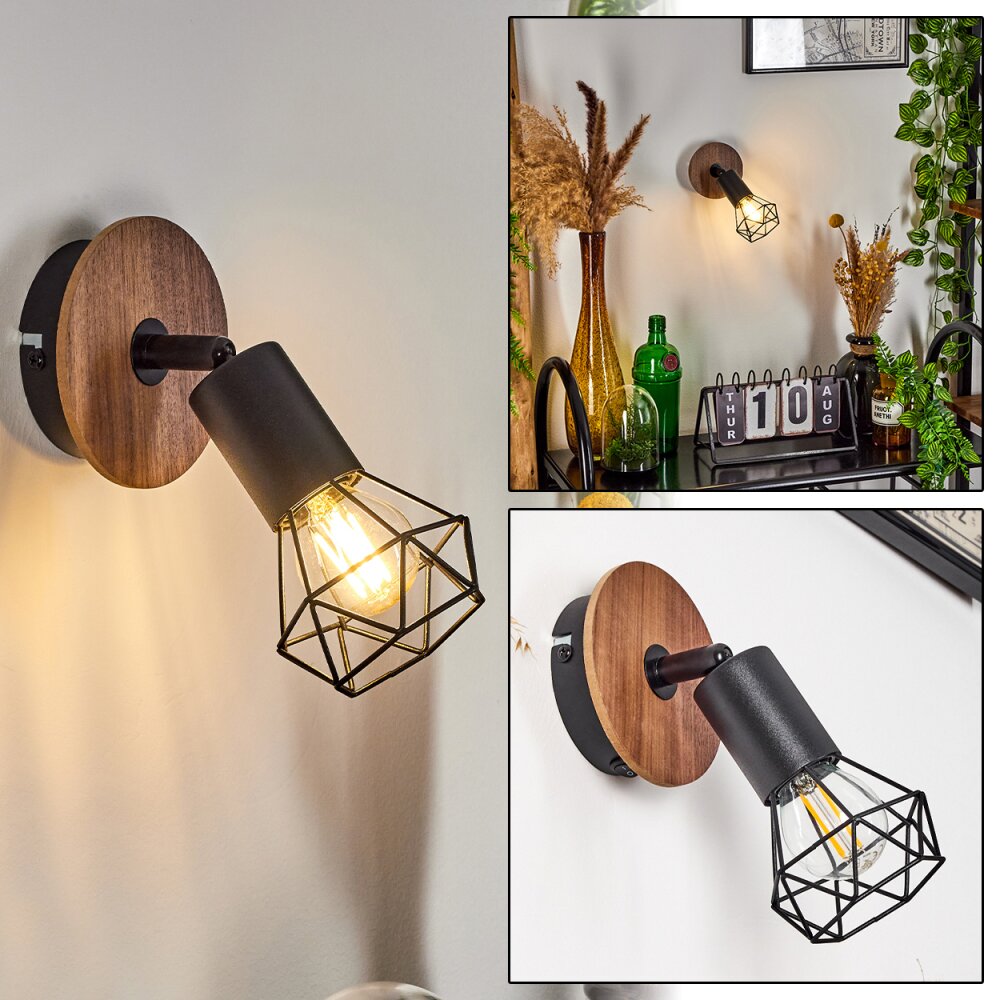 Applique murale Baripada Bois foncé, Noir, 1 lumière main product photo