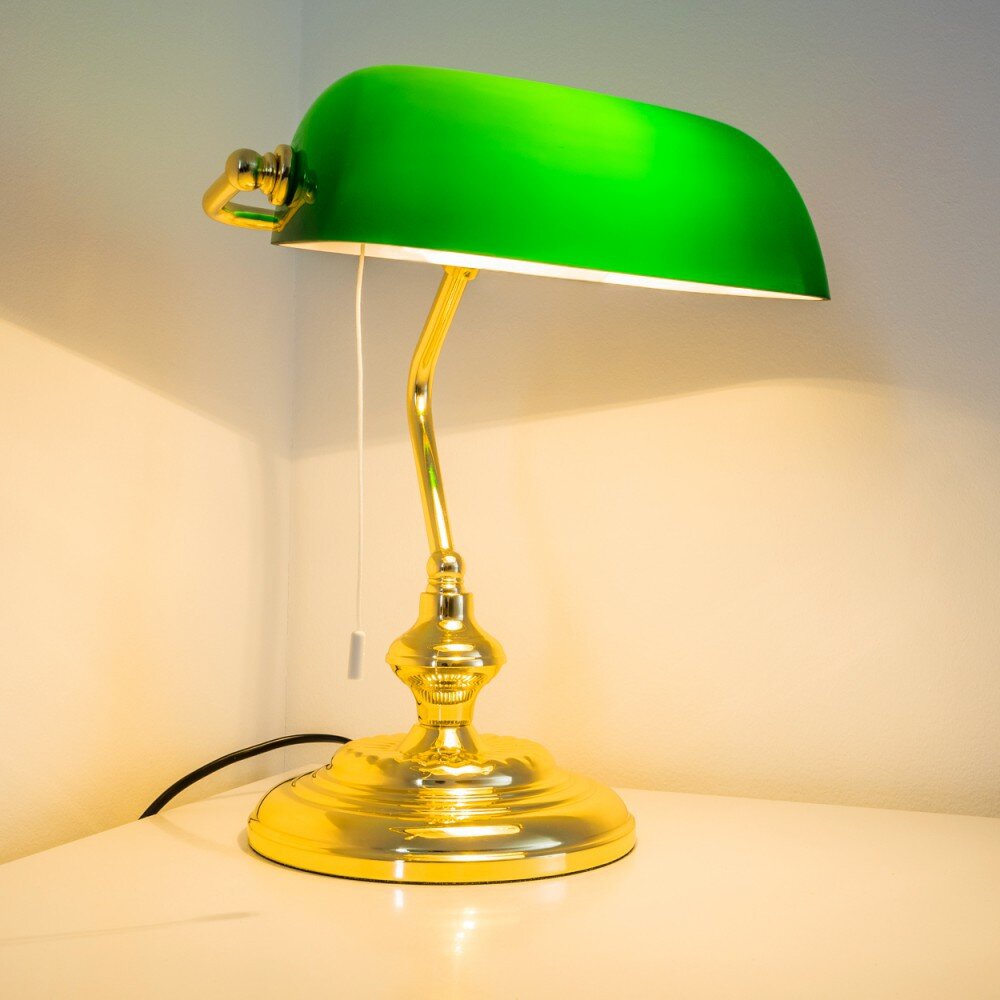 Lampe de banquier Laiton, 1 lumière main product photo