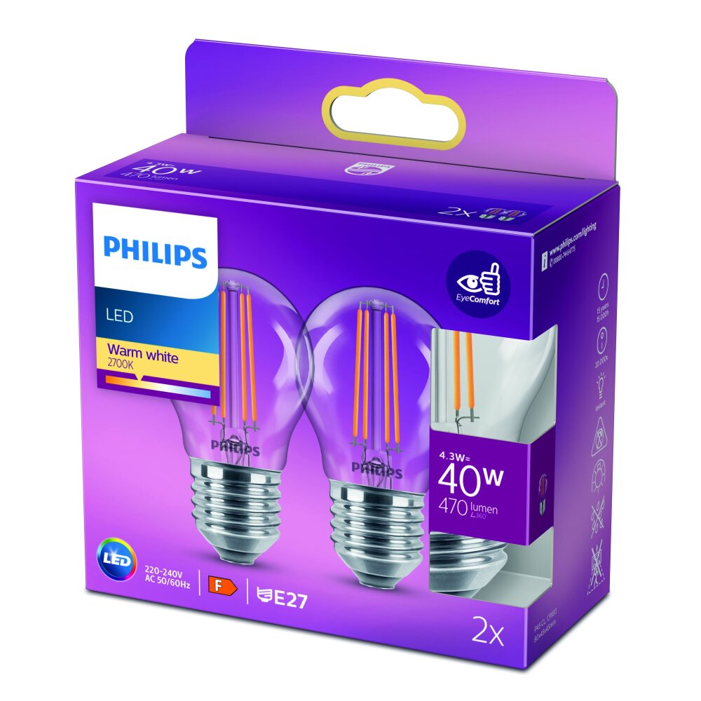 LED E27 4,3 Watt 2700 Kelvin 470 Lumen Philips main product photo