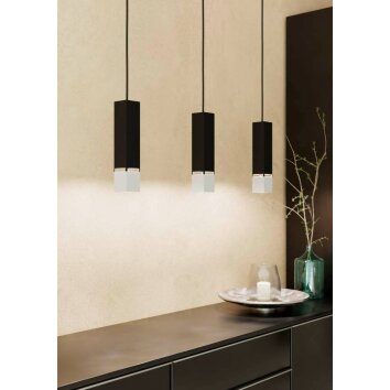 Suspension Eglo-Leuchten BUTRANO LED Noir, Argenté, 3 lumières