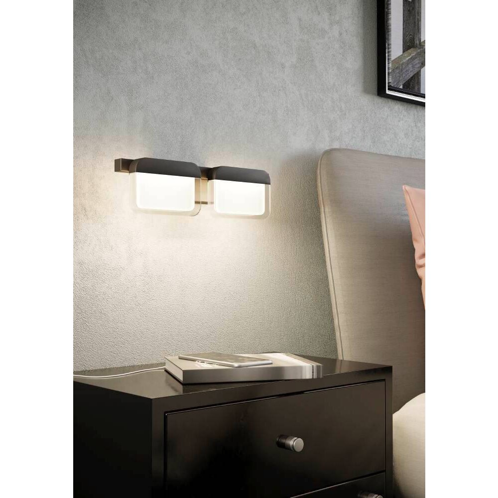 Applique murale Eglo-Leuchten ERVIDEL LED Noir, 2 lumières main product photo