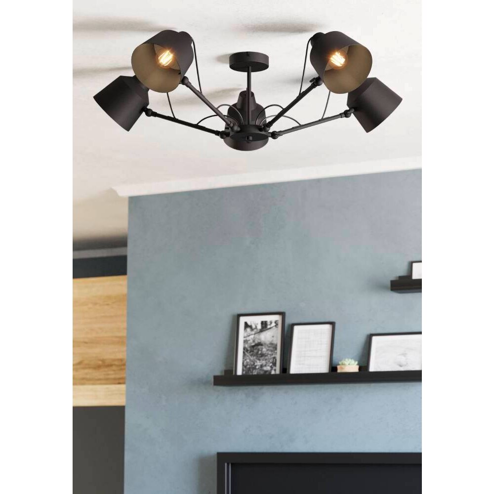 Plafonnier Eglo-Leuchten BASURTU Noir, 5 lumières main product photo
