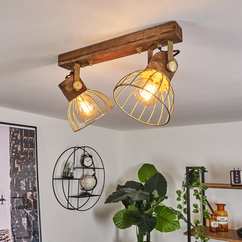 Plafonnier Grunnfjord Or, Bois foncé, 2 lumières main product photo