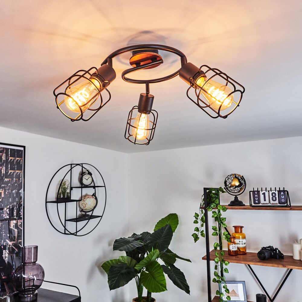 Plafonnier Loedingen Bois foncé, Noir, 3 lumières main product photo