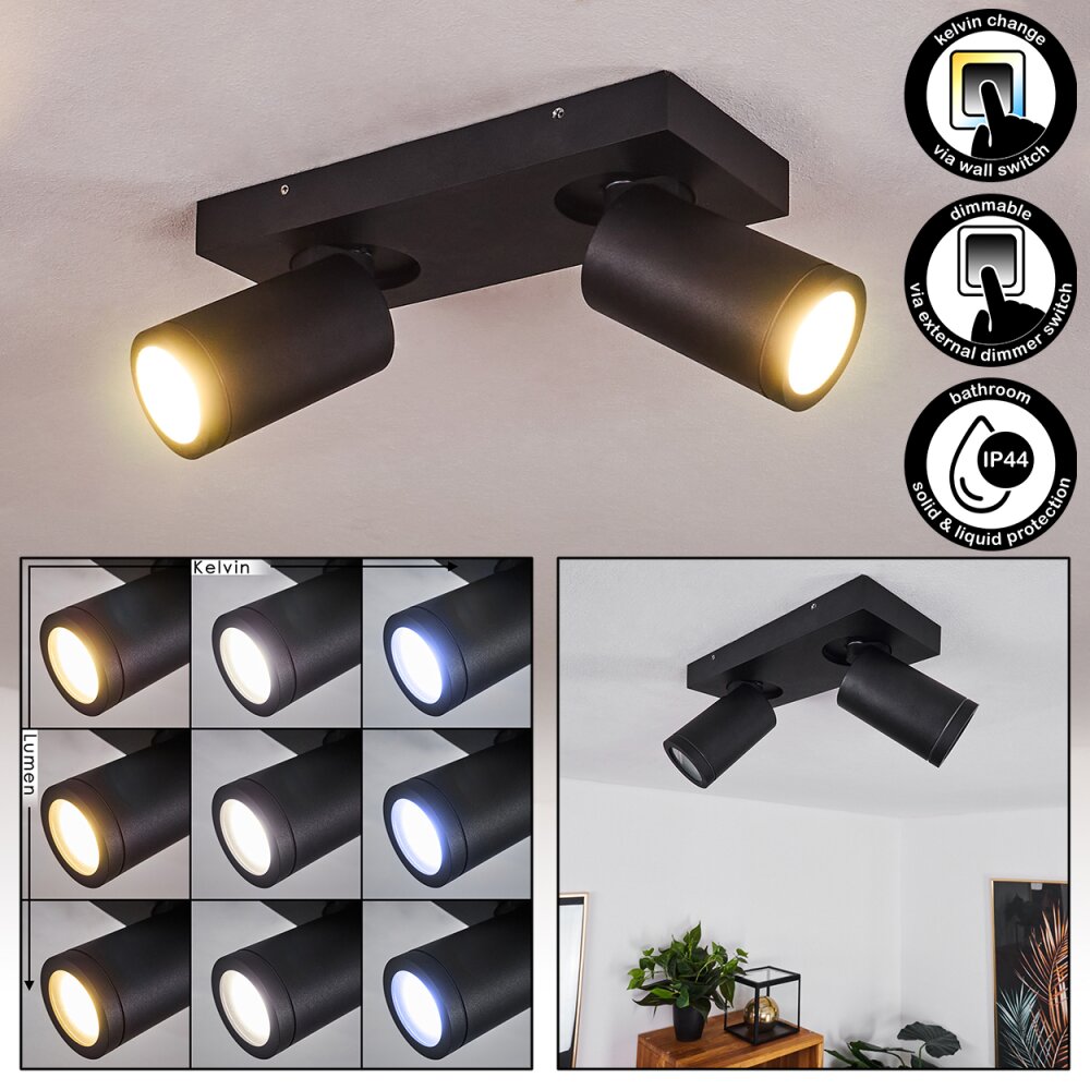 Plafonnier Hakamken LED Noir, 2 lumières main product photo