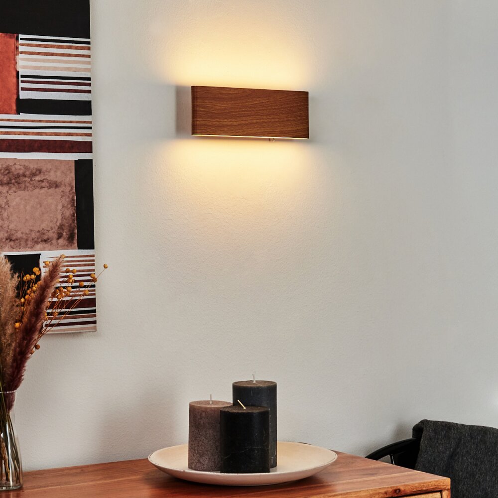 Applique murale Mosambik LED Brun, Bois foncé, Nickel mat, 1 lumière main product photo