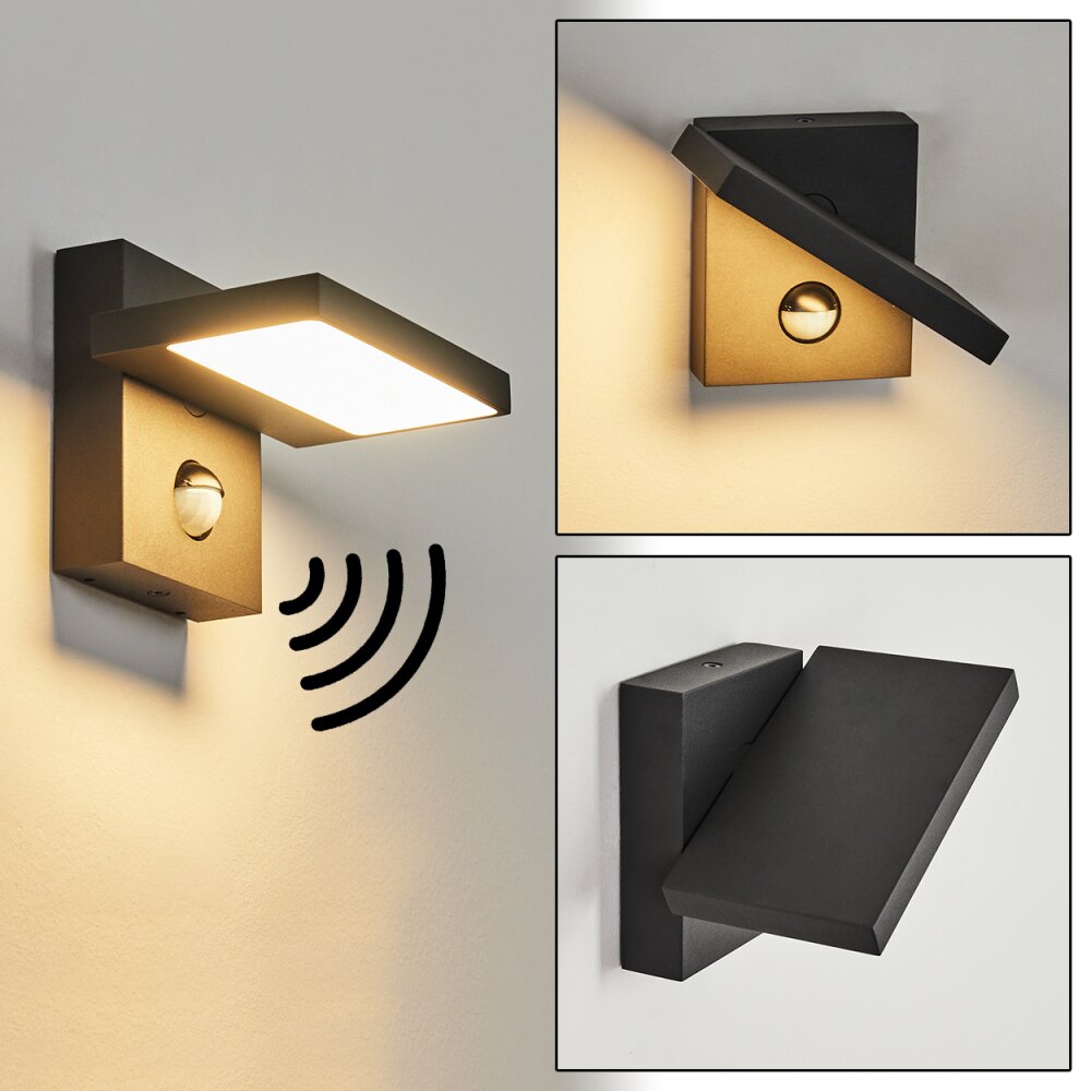 Applique murale d'extérieur Lyckan LED Noir, 1 lumière, Détecteur de mouvement main product photo