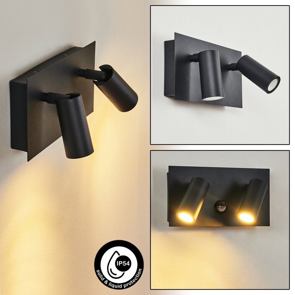 Applique murale d'extérieur Saeter LED Noir, 2 lumières, Détecteur de mouvement main product photo