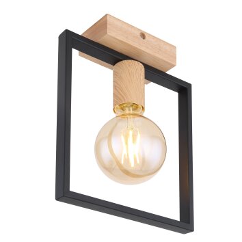 Plafonnier Globo DANIEL Bois clair, Noir, 1 lumière
