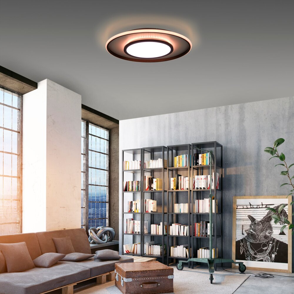 Plafonnier Leuchten-Direkt ARENDA LED Noir, 1 lumière, Télécommandes, Changeur de couleurs main product photo
