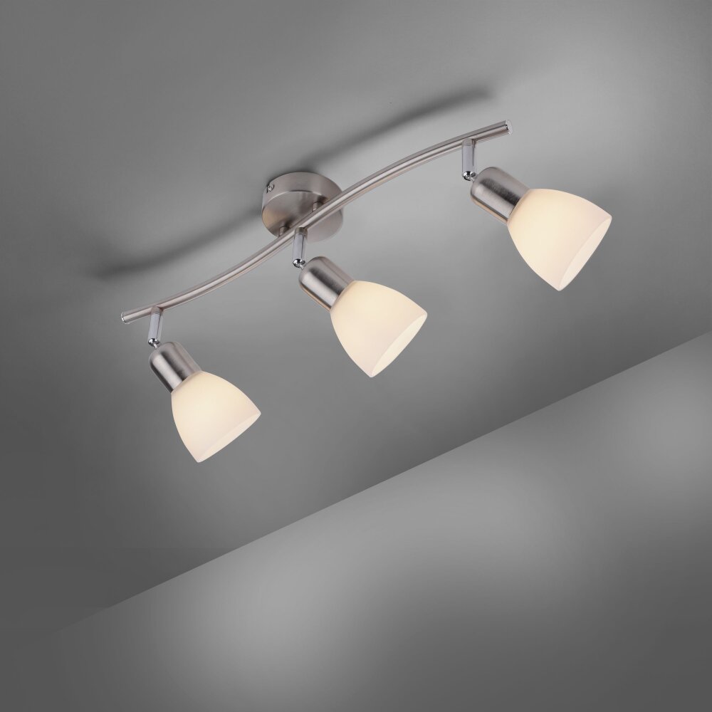 Plafonnier Leuchten-Direkt KARO Acier brossé, 3 lumières main product photo