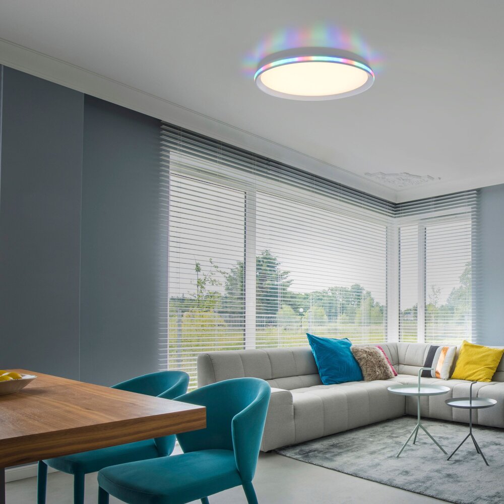 Plafonnier Leuchten-Direkt GALACTICA LED Blanc, 1 lumière, Télécommandes, Changeur de couleurs main product photo