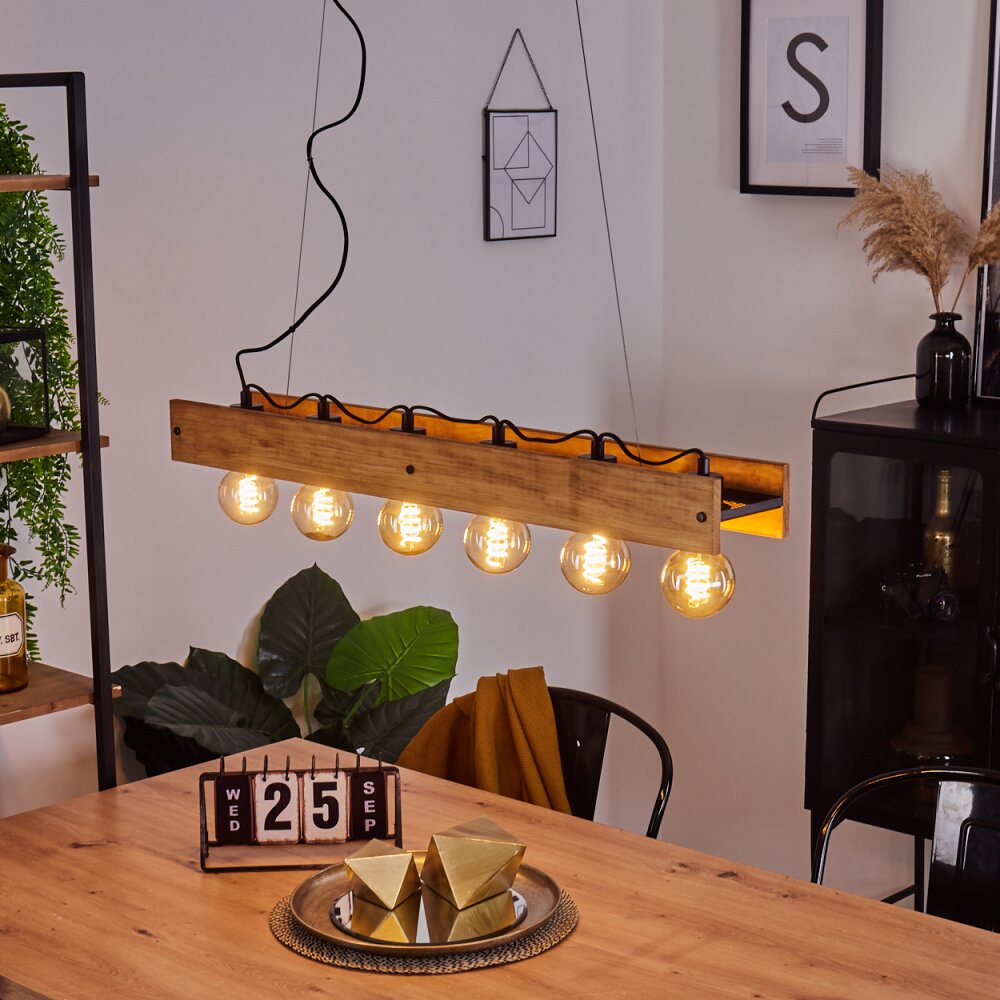 Suspension Maahui Écru, Noir, 6 lumières main product photo