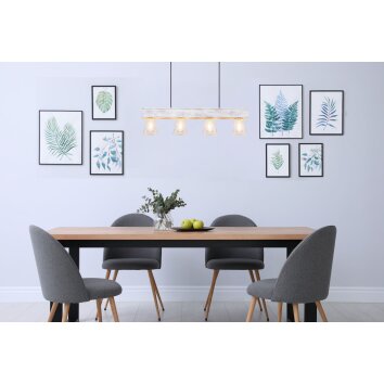 Suspension Globo CHARLY Bois clair, 4 lumières