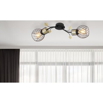 Applique murale Globo LALLY Laiton, Noir, 2 lumières Applique murale Globo LALLY Laiton, Noir, 2 lumières